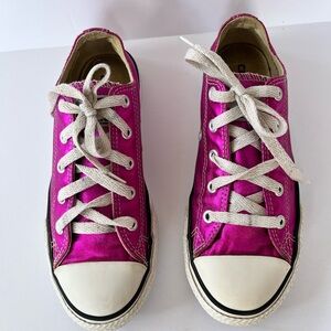 Converse All Stars Shimmer Metallic Pink Low-Top Sneakers Girls Sz 2